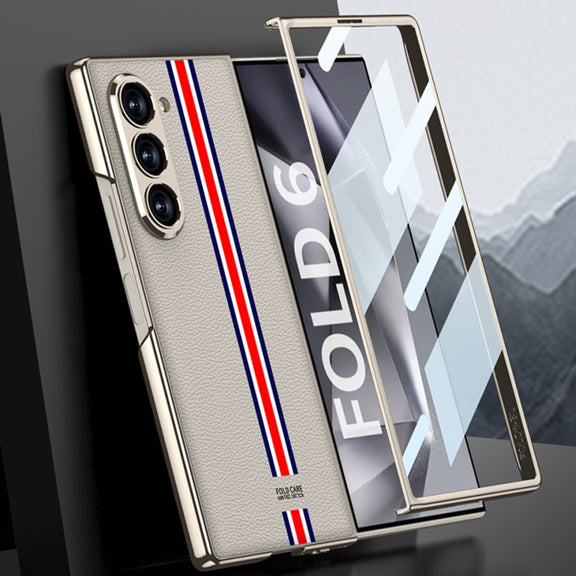 For Samsung Galaxy Z Fold6 GKK Integrated Plating Leather Full Coverage Phone Case(Titanium Grey)