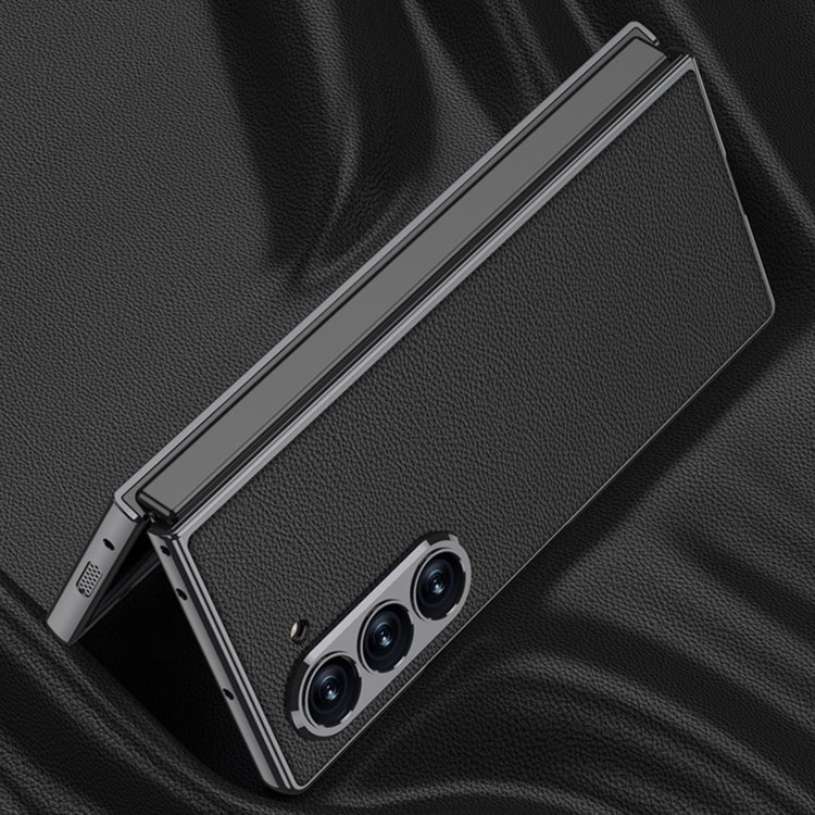 For Samsung Galaxy Z Fold6 GKK Integrated Plating Leather Full Coverage Phone Case(Titanium Grey)