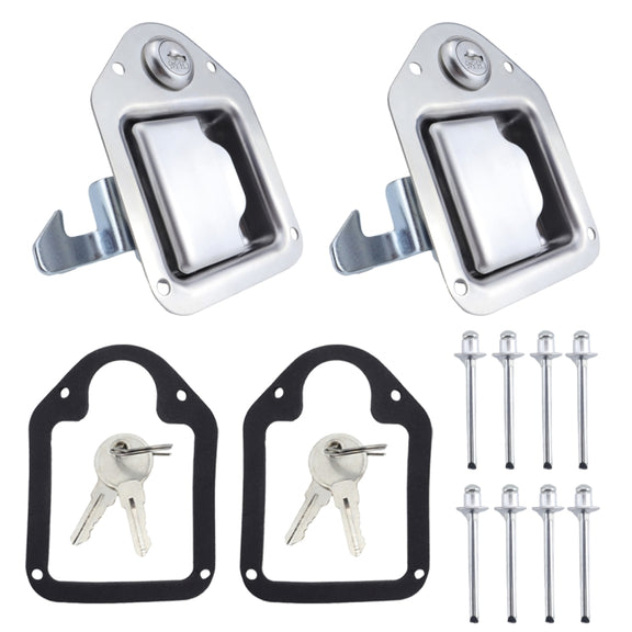 2 Sets / Pack Trailer / Yacht / Truck Stainless Steel Tool Box Lock Paddle Latch & Keys