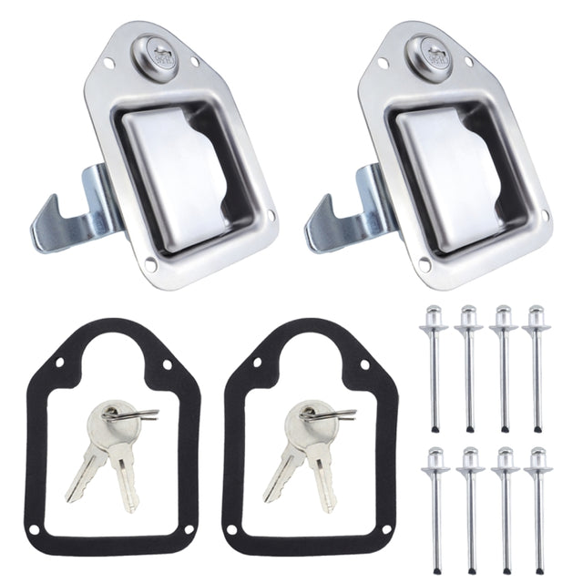 2 Sets / Pack Trailer / Yacht / Truck Stainless Steel Tool Box Lock Paddle Latch & Keys