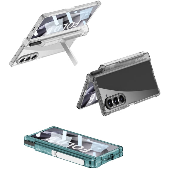For Samsung Galaxy Z Fold6 GKK Integrated Airbag Hinge Full Coverage Phone Case with Holder / Pen Box, Not Included Pen(Black)