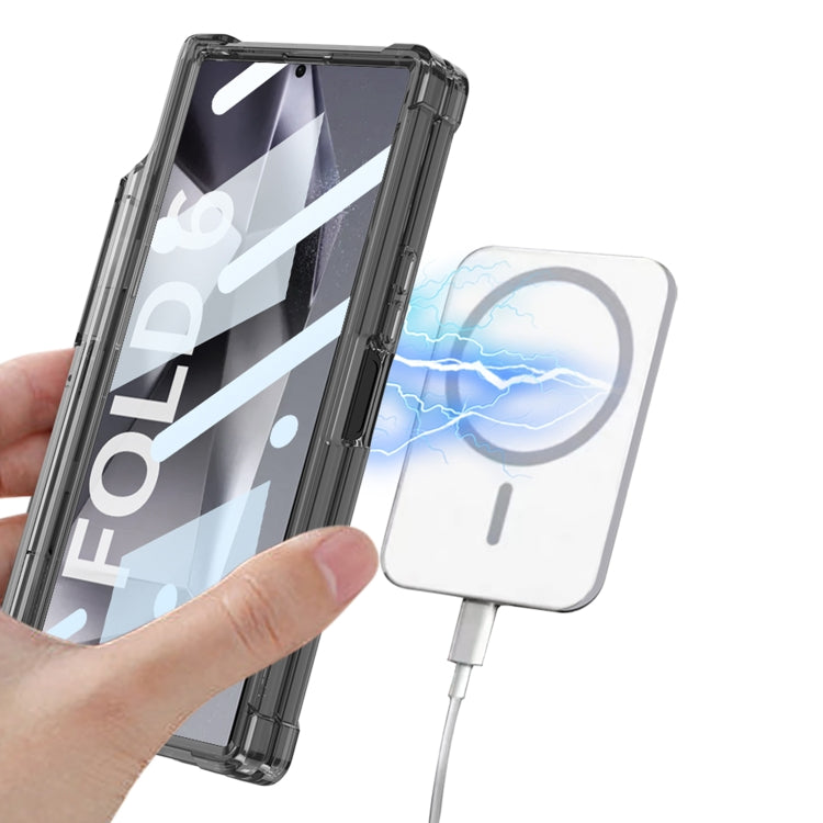 For Samsung Galaxy Z Fold6 GKK Integrated Airbag Hinge Full Coverage MagSafe Phone Case with Holder / Pen Box, Not Included Pen(Transparent) - free shipping - PMC Jewellery - Order now!