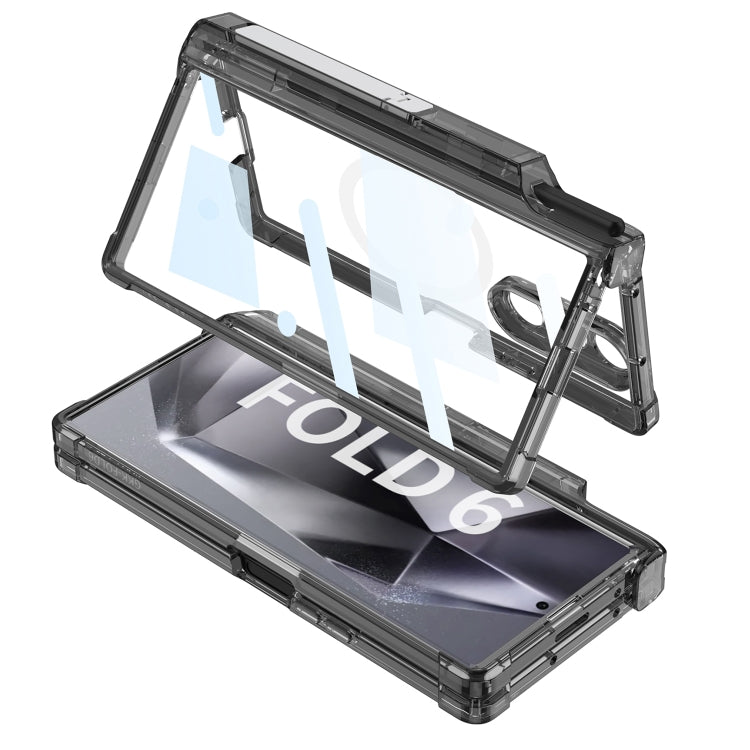 For Samsung Galaxy Z Fold6 GKK Integrated Airbag Hinge Full Coverage MagSafe Phone Case with Holder / Pen Box, Not Included Pen(Transparent) - free shipping - PMC Jewellery - Order now!
