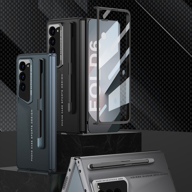 For Samsung Galaxy Z Fold6 GKK Integrated Blade Ultra-thin Full Coverage Phone Case with Pen Slot, Not Included Pen(Cyan)