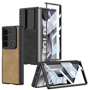 For Samsung Galaxy Z Fold6 GKK Integrated Ultra-thin Sliding Window Frosted Leather Phone Case(Grey)