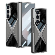 For Samsung Galaxy Z Fold6 GKK Integrated Leather Electroplating Supersonic Speed Shockproof Phone Case(Mountain Gray)