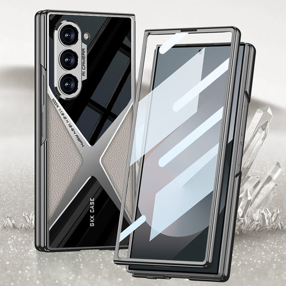 For Samsung Galaxy Z Fold6 GKK Integrated Leather Electroplating Supersonic Speed Shockproof Phone Case(Mountain Gray)