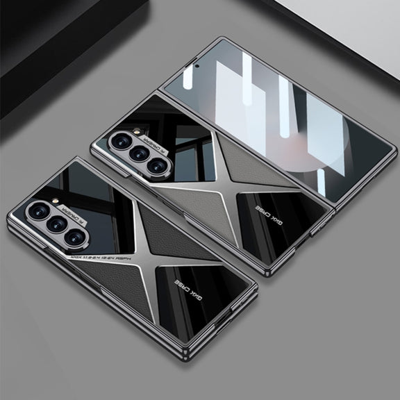 For Samsung Galaxy Z Fold6 GKK Integrated Leather Electroplating Supersonic Speed Shockproof Phone Case(Carbon Fibre)