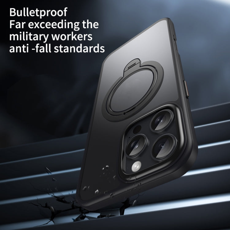 For iPhone 16 Pro Max Double Ring MagSafe Magnetic Holder Phone Case(Matte Black) - iPhone 16 Pro Max Cases by PMC TechLife | Online Shopping South Africa | PMC TechLife | Buy Now Pay Later Mobicred