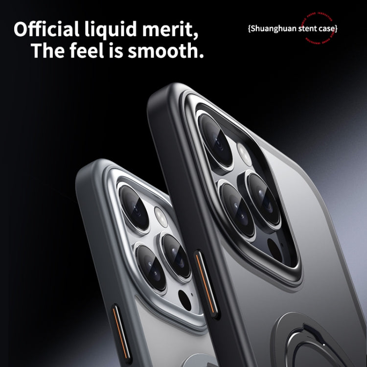 For iPhone 16 Pro Max Double Ring MagSafe Magnetic Holder Phone Case(Matte Black) - iPhone 16 Pro Max Cases by PMC TechLife | Online Shopping South Africa | PMC TechLife | Buy Now Pay Later Mobicred