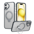 For iPhone 16 Double Ring MagSafe Magnetic Holder Phone Case(Matte Grey) - iPhone 16 Cases by PMC TechLife | Online Shopping South Africa | PMC TechLife | Buy Now Pay Later Mobicred