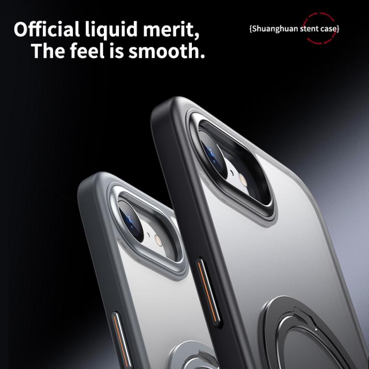 For iPhone 16e Double Ring MagSafe Magnetic Holder Phone Case(Matte Blue) - iPhone 16e Cases by PMC TechLife | Online Shopping South Africa | PMC TechLife | Buy Now Pay Later Mobicred