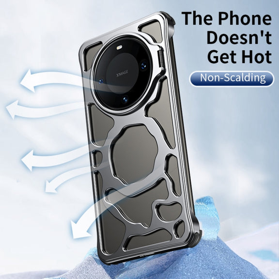 For Huawei Mate 60 Auspicious Cloud Series MagSafe Metal Phone Case with Bracket(Silver)