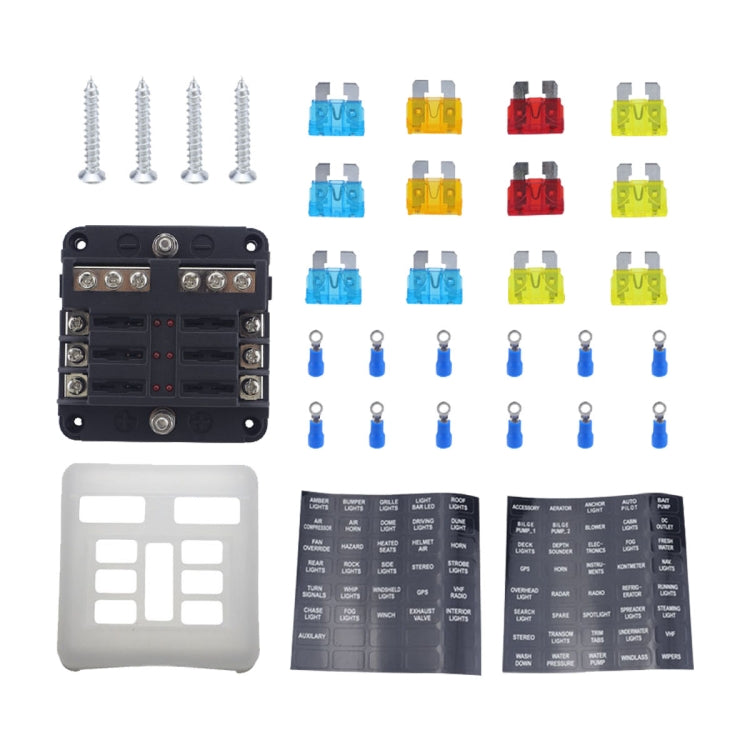 6 Way Fuse Block with 24pcs Fuses and 12pcs Terminals - free shipping - PMC Jewellery - Order now!