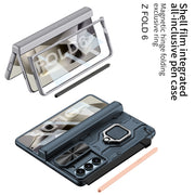 For Samsung Galaxy Z Fold6 GKK Integrated Folding Alloy Shell PC Phone Case with Pen Box, Not Included Pen(Black)