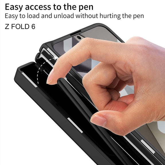 For Samsung Galaxy Z Fold6 GKK Integrated Folding Alloy Shell PC Phone Case with Pen Box, Not Included Pen(Titanium Gray)
