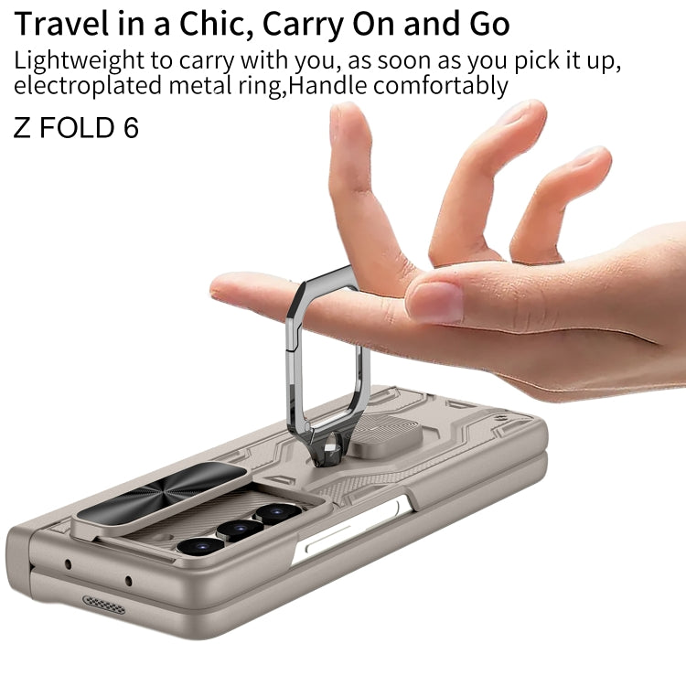 For Samsung Galaxy Z Fold6 GKK Integrated Folding Alloy Shell PC Phone Case with Pen Box, Not Included Pen(Titanium Gray)