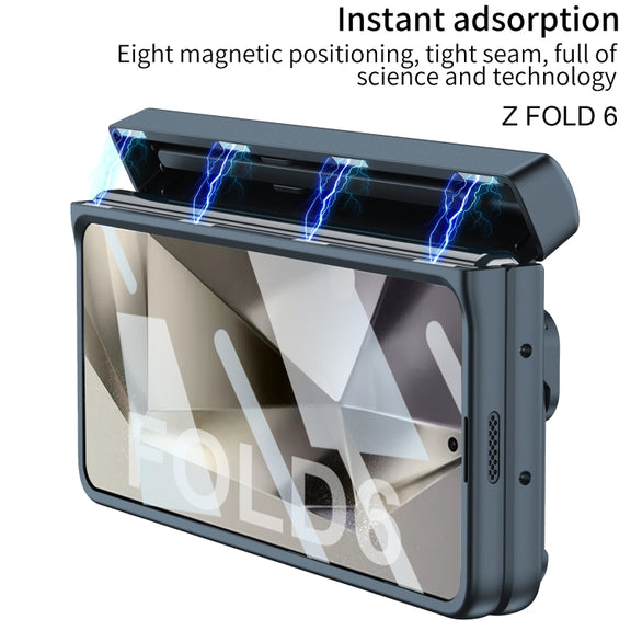 For Samsung Galaxy Z Fold6 GKK Integrated Folding Alloy Shell PC Phone Case with Pen Box, Not Included Pen(Titanium Gray)