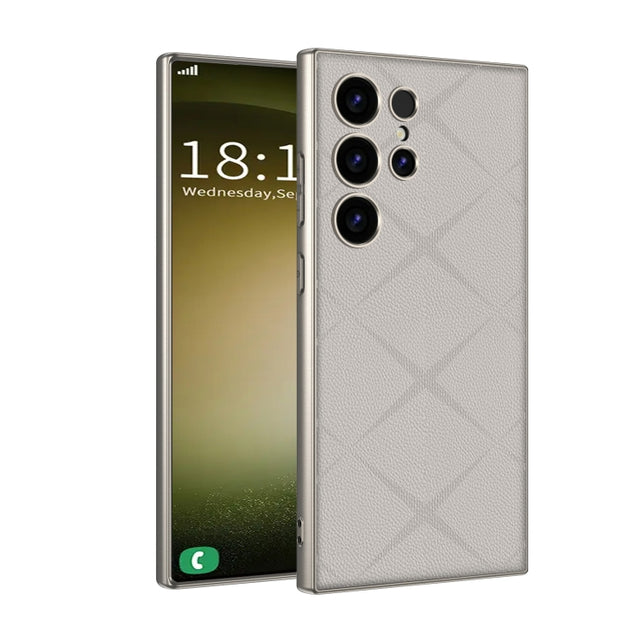 For Samsung Galaxy S23 Ultra 5G GKK Asterism Metal Paint Skin Feel Leather Full Coverage Phone Case, Not Included Pen(Grey)