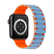 For Apple Watch SE 2023 44mm Two-color Magnetic Silicone Watch Band(Mist Blue Orange) - Watch Bands by PMc TechLife | Online Shopping South Africa | PMc TechLife | Buy Now Pay Later Mobicred
