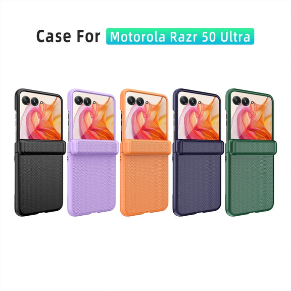 For Motorola Razr 50 Ultra Integrated Fold Hinge Grid Texture Phone Case(Purple)
