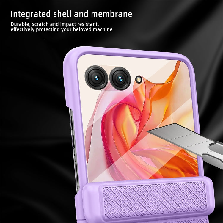 For Motorola Razr 50 Ultra Integrated Fold Hinge Grid Texture Phone Case(Purple) - free shipping - PMC TechLife - Order now!