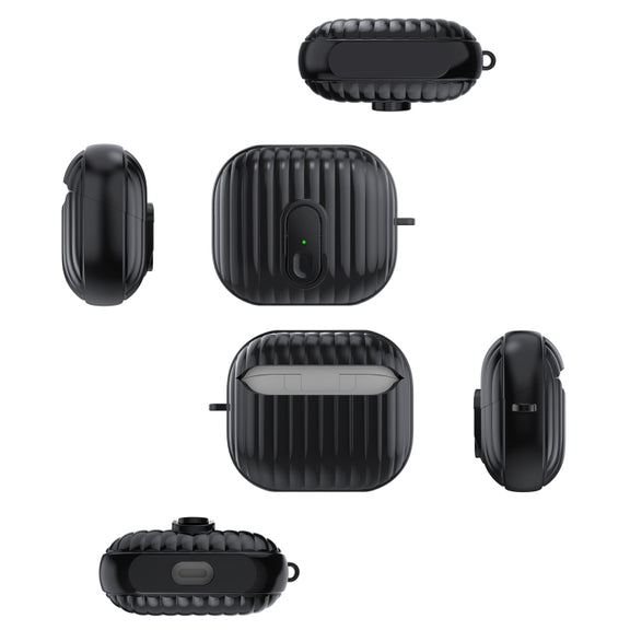 For Samsung Galaxy Buds3 Shell Look Earbuds Box Protective Case with Security Lock(Black)