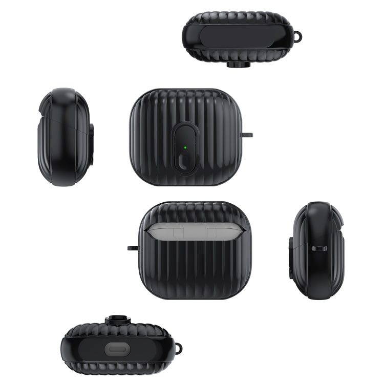 For Samsung Galaxy Buds3 Shell Look Earbuds Box Protective Case with Security Lock(Black)
