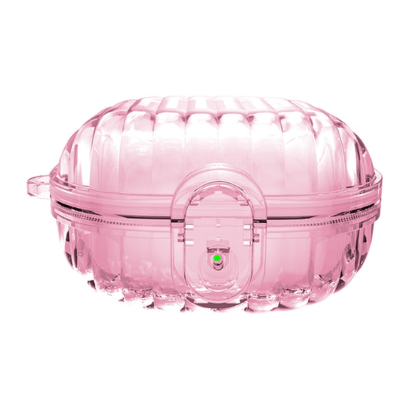 For Samsung Galaxy Buds2 Shell Look Earbuds Box Protective Case with Security Lock(Transparent Pink)