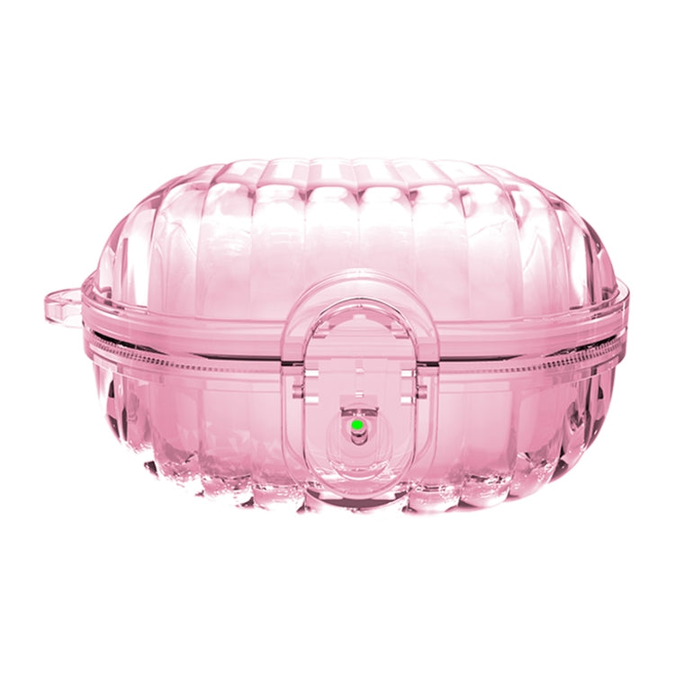 For Samsung Galaxy Buds2 Shell Look Earbuds Box Protective Case with Security Lock(Transparent Pink)