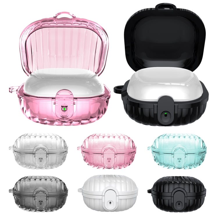 For Samsung Galaxy Buds2 Shell Look Earbuds Box Protective Case with Security Lock(Transparent Pink)
