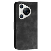 For Huawei Pura 70 YX0080 Grid Butterfly Embossed Pattern Flip Leather Phone Case with Lanyard(Black)