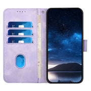 For Huawei Pura 70 YX0080 Grid Butterfly Embossed Pattern Flip Leather Phone Case with Lanyard(Light Purple)