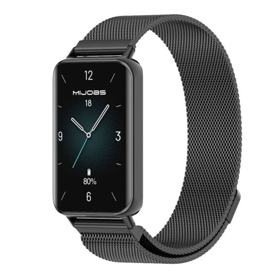 For Honor Band 10 / 9 MIJOBS Milan Magnetic Stainless Steel Watch Band(Black)