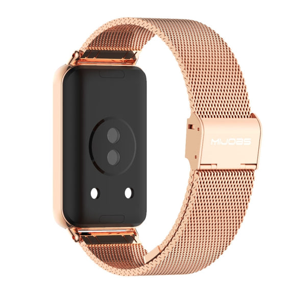 For Honor Band 10 / 9 MIJOBS Milan Buckle Stainless Steel Watch Band(Rose Gold)