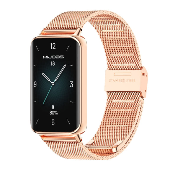 For Honor Band 10 / 9 MIJOBS Milan Buckle Stainless Steel Watch Band(Rose Gold)