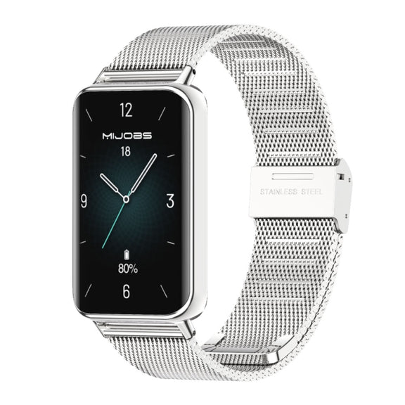 For Honor Band 10 / 9 MIJOBS Milan Buckle Stainless Steel Watch Band(Silver)