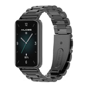 For Honor Band 10 / 9 MIJOBS Three-Beads Stainless Steel Watch Band(Black)