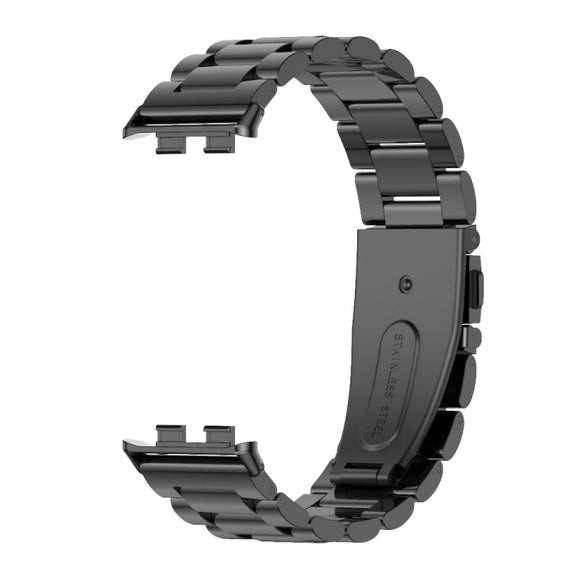 For Honor Band 10 / 9 MIJOBS Three-Beads Stainless Steel Watch Band(Black)