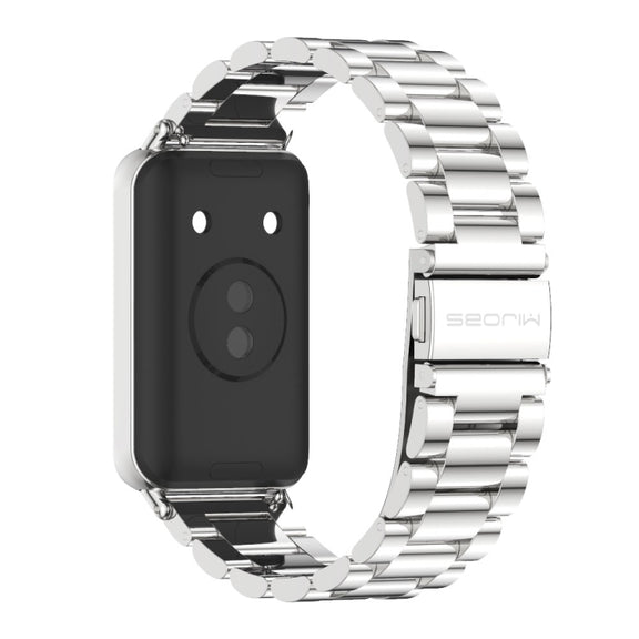 For Honor Band 10 / 9 MIJOBS Three-Beads Stainless Steel Watch Band(Silver)