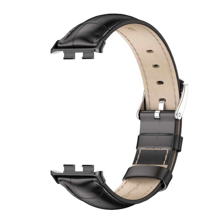 For Honor Band 10 / 9 MIJOBS Cowhide Leather Watch Band(Bamboo Black)