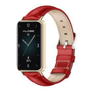 For Honor Band 10 / 9 MIJOBS Cowhide Leather Watch Band(Bamboo Red Light Gold)