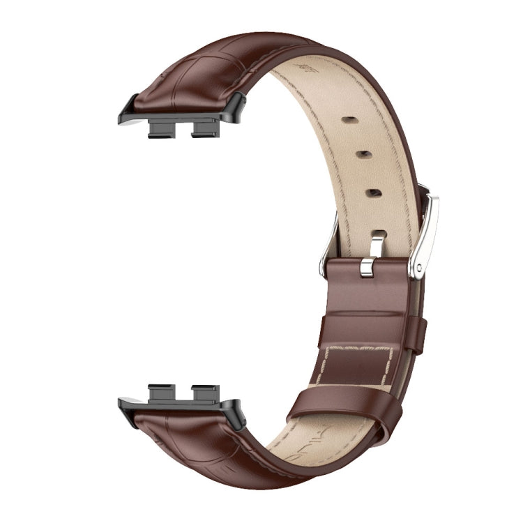 For Honor Band 10 / 9 MIJOBS Cowhide Leather Watch Band(Bamboo Coffee Black)