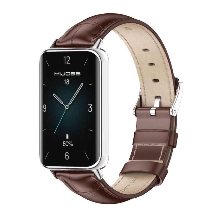 For Honor Band 10 / 9 MIJOBS Cowhide Leather Watch Band(Bamboo Coffee Silver) - free shipping - PMc TechLife - Order now!