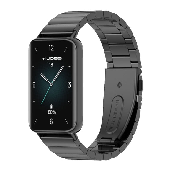 For Honor Band 10 / 9 MIJOBS Bamboo Stainless Steel Watch Band(Black)