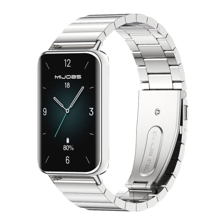 For Honor Band 9 MIJOBS Bamboo Stainless Steel Watch Band(Silver) - Watch Bands by MIJOBS | Online Shopping South Africa | PMc TechLife | Buy Now Pay Later Mobicred