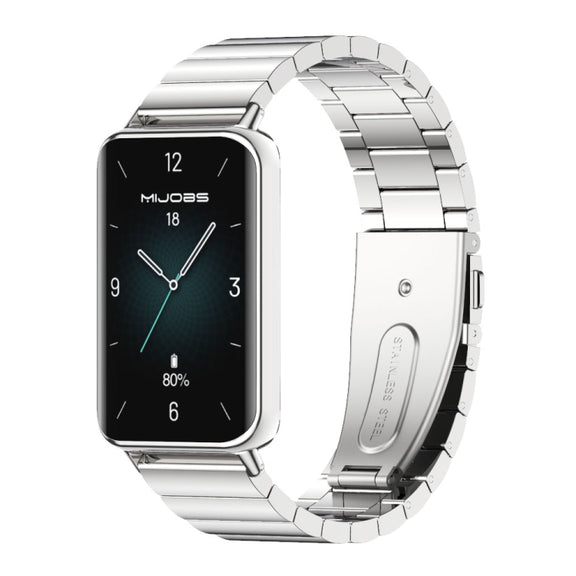For Honor Band 9 MIJOBS Bamboo Stainless Steel Watch Band(Silver)
