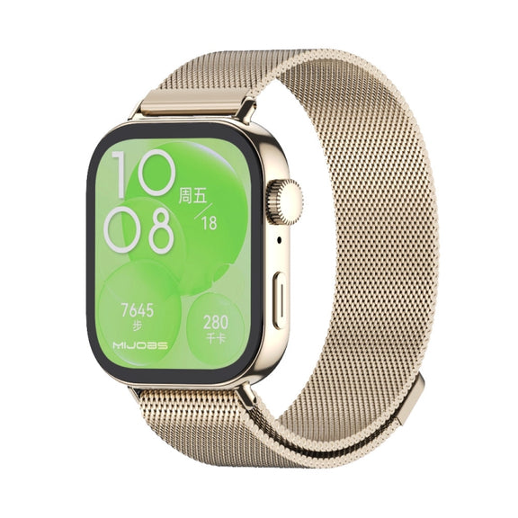 For Huawei Watch Fit3 MIJOBS Milan Magnetic Stainless Steel Watch Band(Light Gold)