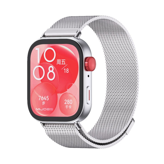 For Huawei Watch Fit3 MIJOBS Milan Magnetic Stainless Steel Watch Band(Silver)