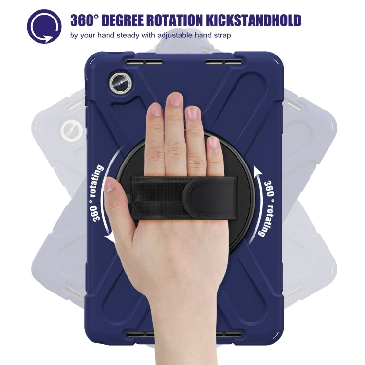 For Lenovo Tab M11 /Xiaoxin Pad 11 2024 Rotatable Holder Silicone Hybrid PC Tablet Case with Shoulder Strap(Navy Blue) - free shipping - PMC Jewellery - Order now!